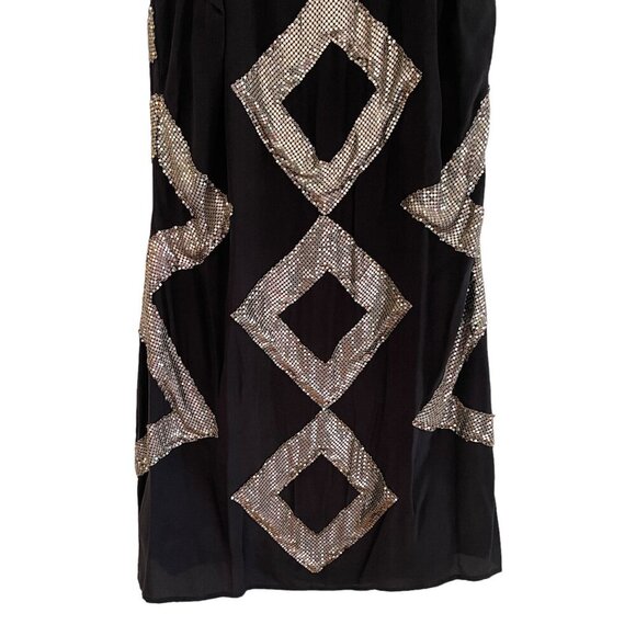 Sheri Bodell Black Silk Sequin Backless Halter Mini Shift Dress Size M - Picture 7 of 10